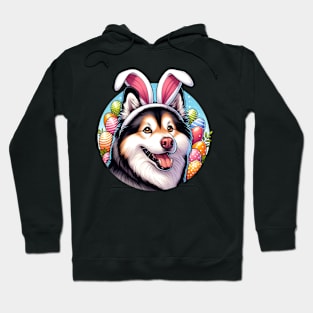 Yakutian Laika Wears Bunny Ears for Easter Celebration Hoodie